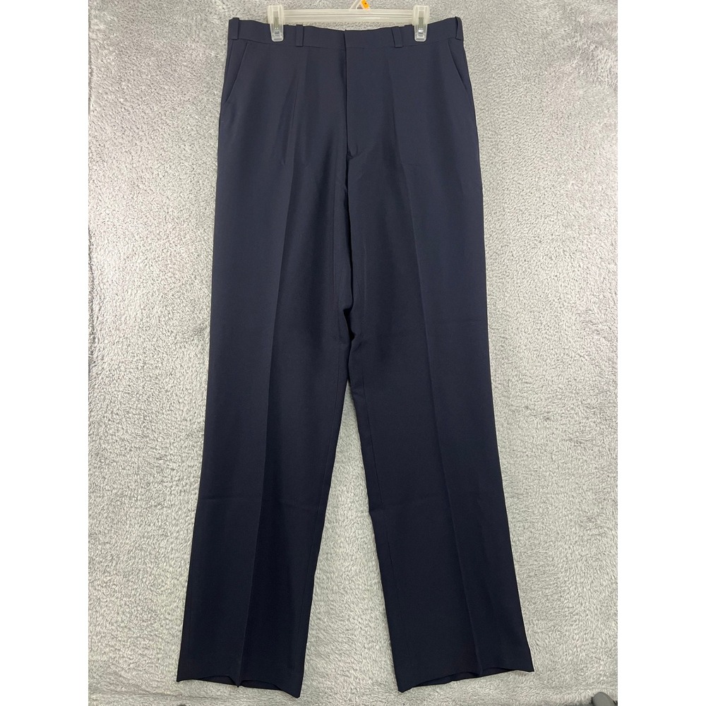 VTG Haband Dress Pants Men 34x34 (Tag 35x34) Blue NWT Flat Front Polyester